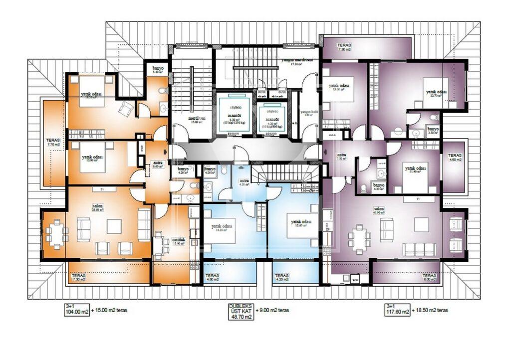 Erstaunliche Dach-Maisonette 3+1 mit schöner Aussicht in Mahmutlar (Verkauft)