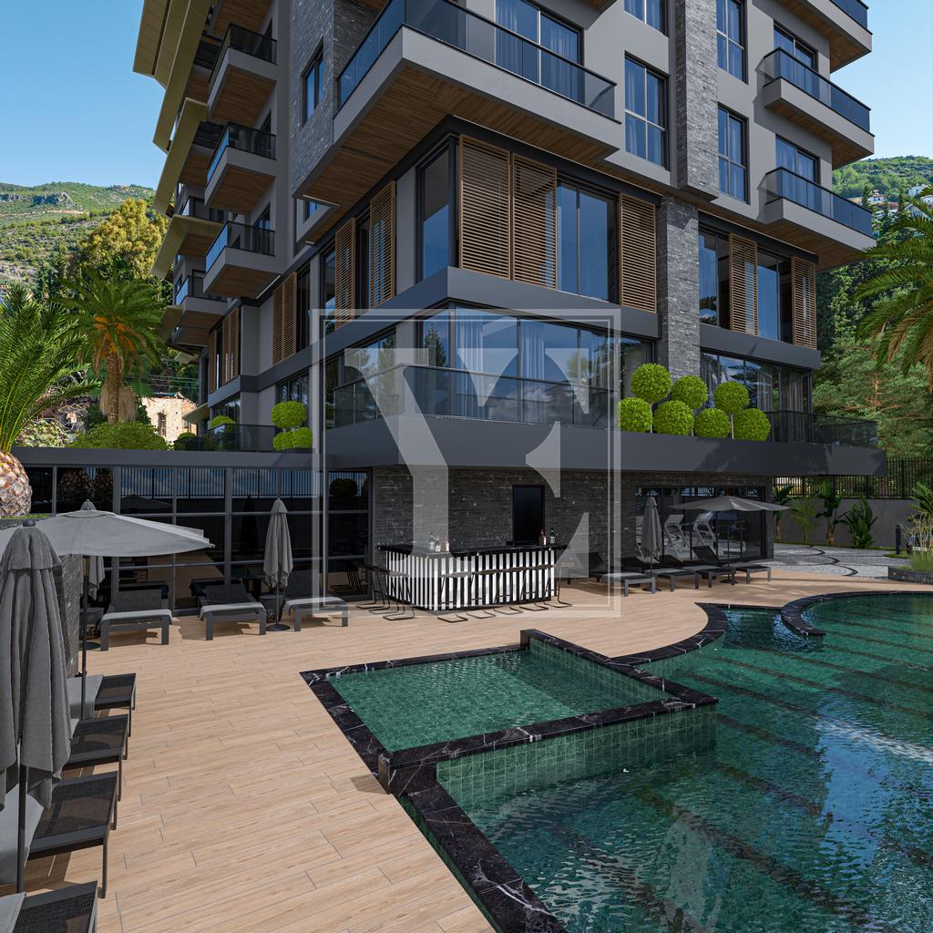 Красивый и роскошный лофт 1+1 недалеко от пляжа в центре Алании (Продано)