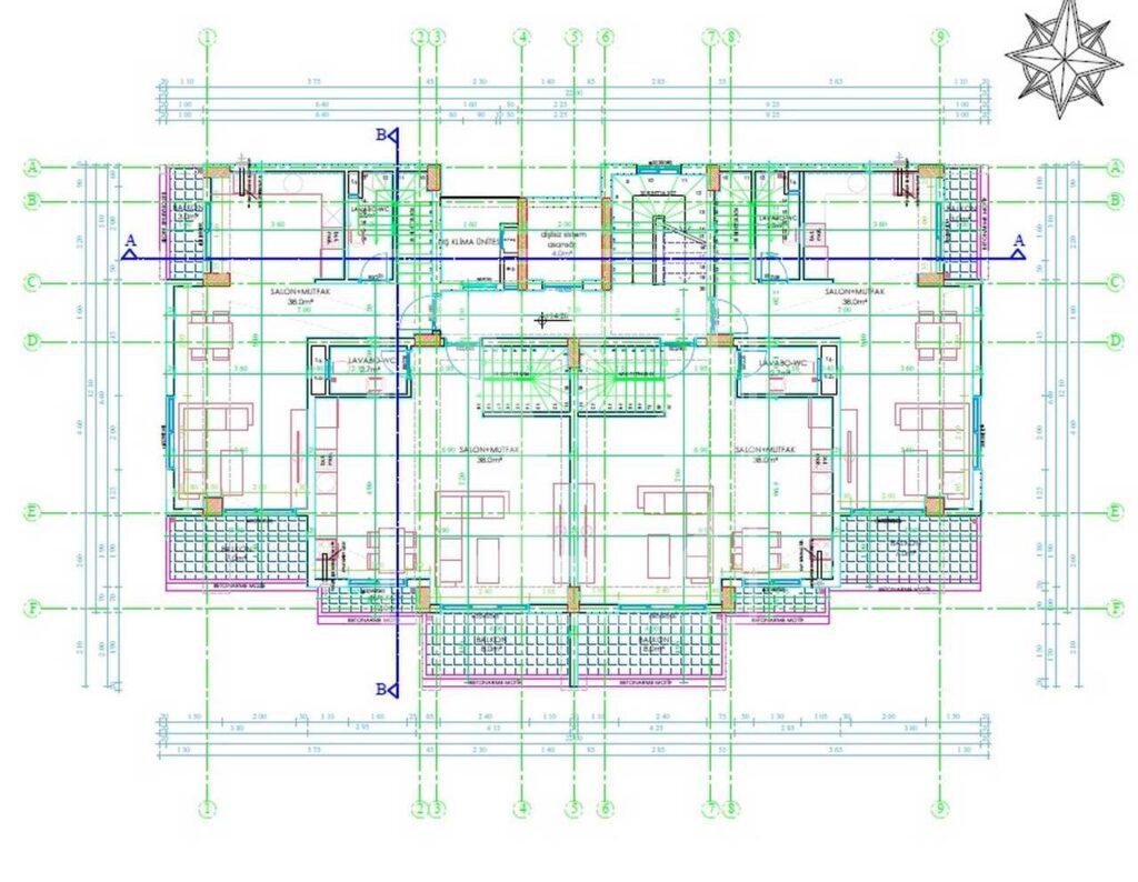 Tolle Maisonette-Wohnung 2+1 in der wunderschönen Gegend in Çiplakli