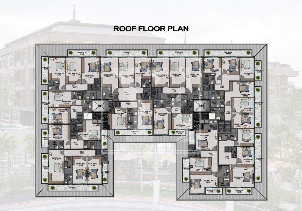 آپارتمان شیک 1+1 در پروژه شگفت انگیز در منطقه اوبا