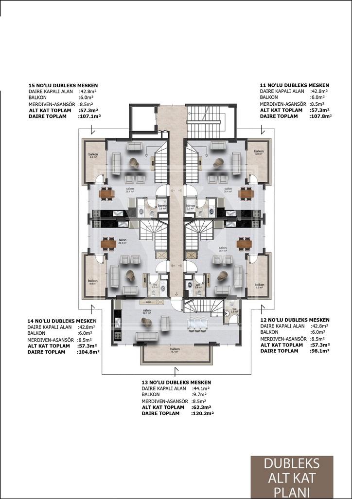 2+1 سقف دوبلکس در منطقه فوق العاده در اوبا