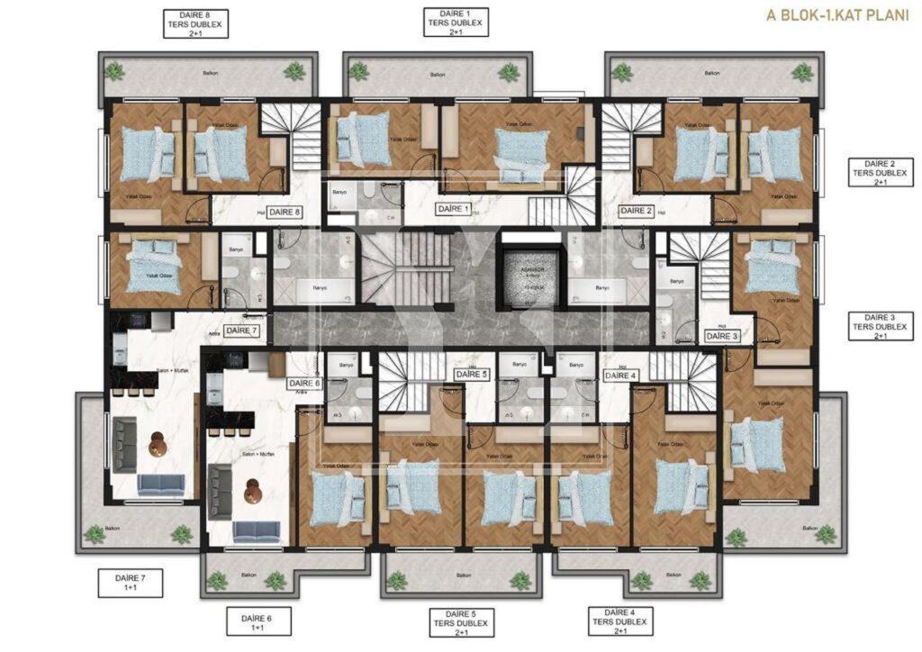 Замечательный садовый дуплекс 2+1 в красивом районе Авсаллара.