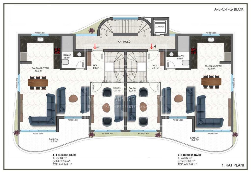 Moderne Maisonette-Wohnung 3+1 im herrlichen Bektaş