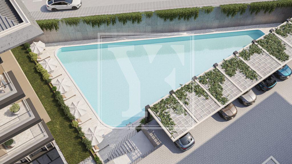 آپارتمان شیک 1+1 با منظره زیبای دریا در مرکز آلانیا