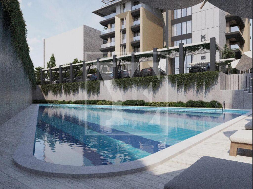 آپارتمان شیک 1+1 با منظره زیبای دریا در مرکز آلانیا