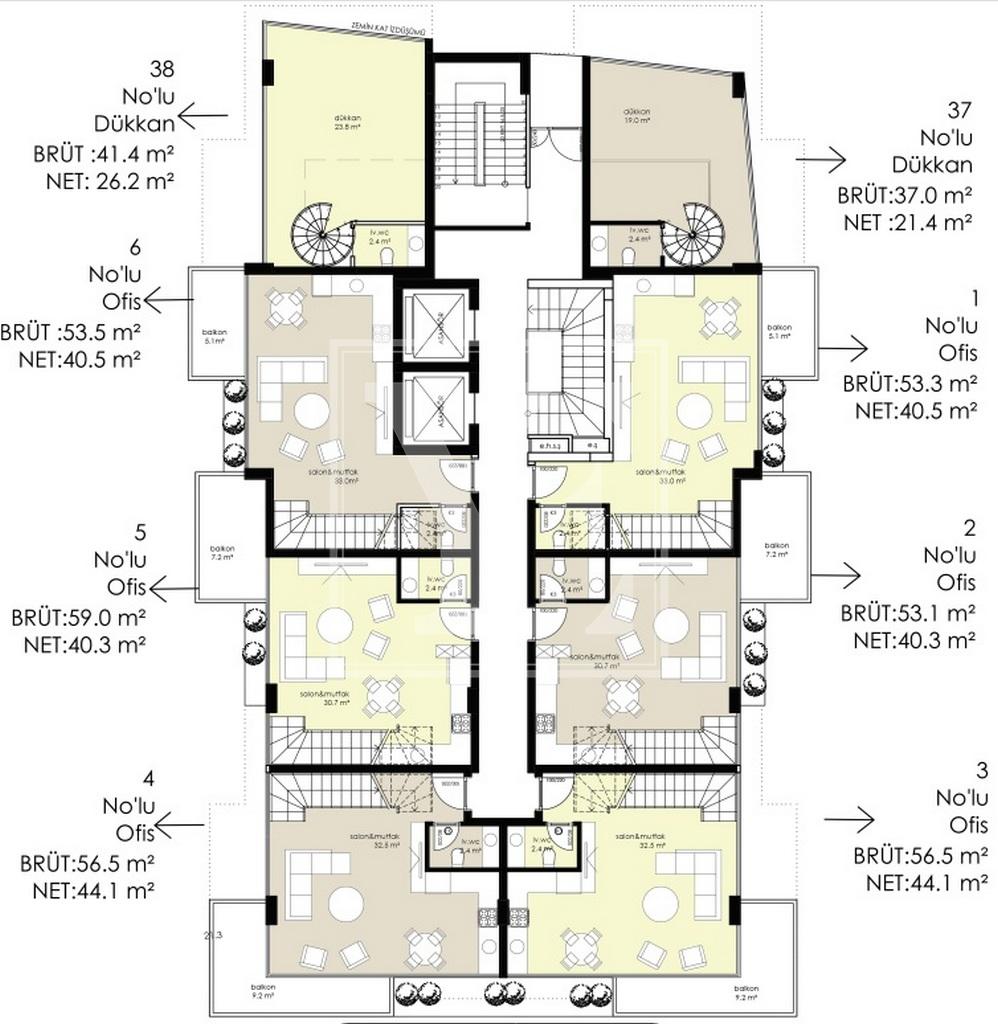 Красивый и роскошный лофт 1+1 недалеко от пляжа в центре Алании (Продано)