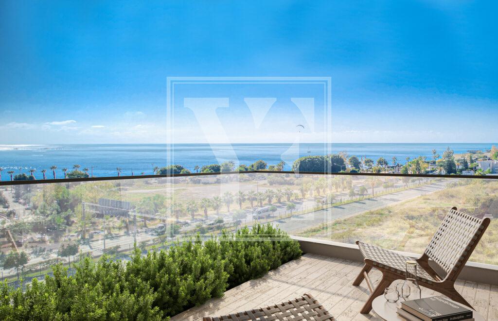 آپارتمان شیک 1+1 با منظره زیبای دریا در مرکز آلانیا