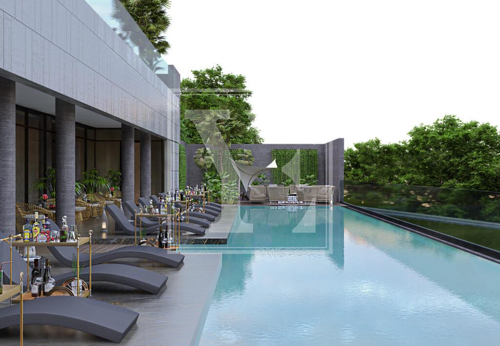 Чудовий садовий дуплекс 2+1 в елітному будинку в Авсалларі