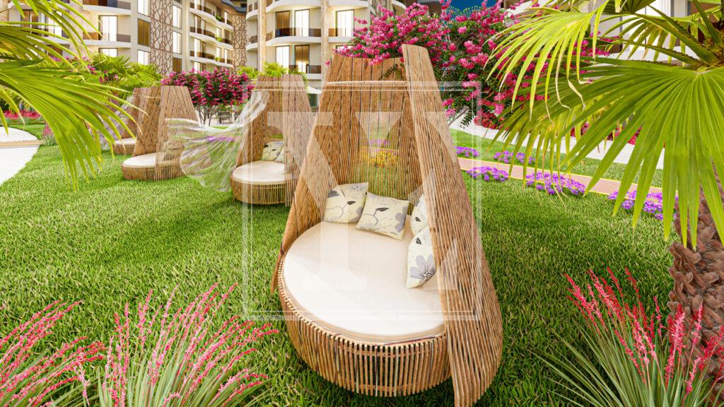 Замечательная квартира 1+1 в красивом проекте в районе Оба