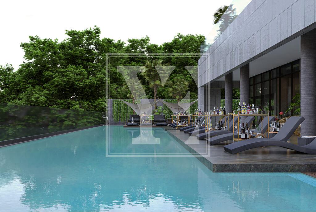 Чудовий садовий дуплекс 2+1 в елітному будинку в Авсалларі