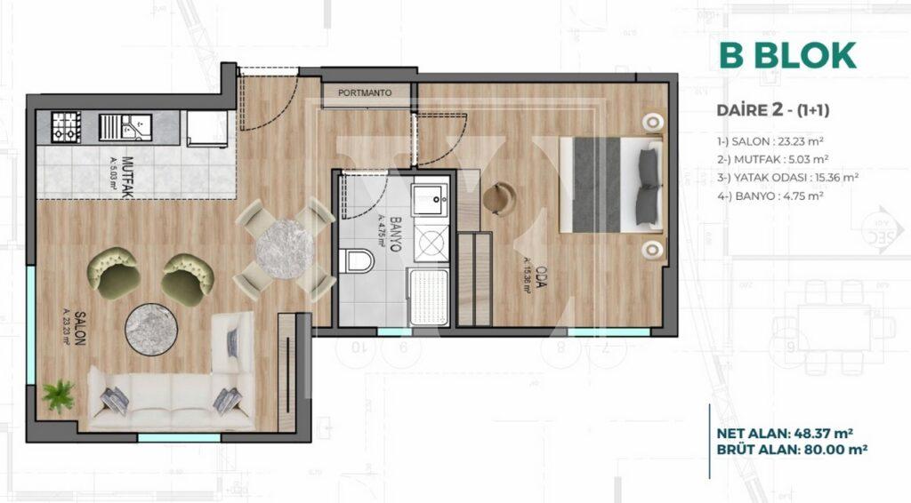 Charmante 1+1 Wohnung zum Verkauf in Istanbul (Verkauft)