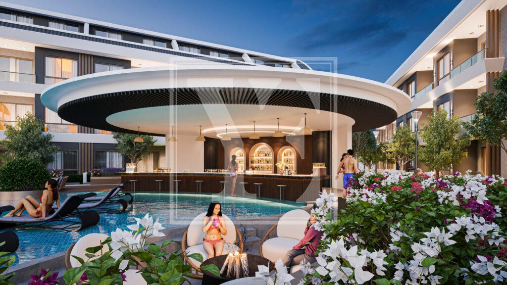 لوکس 2+1 سقف دوبلکس در منطقه زیبا در Türkler