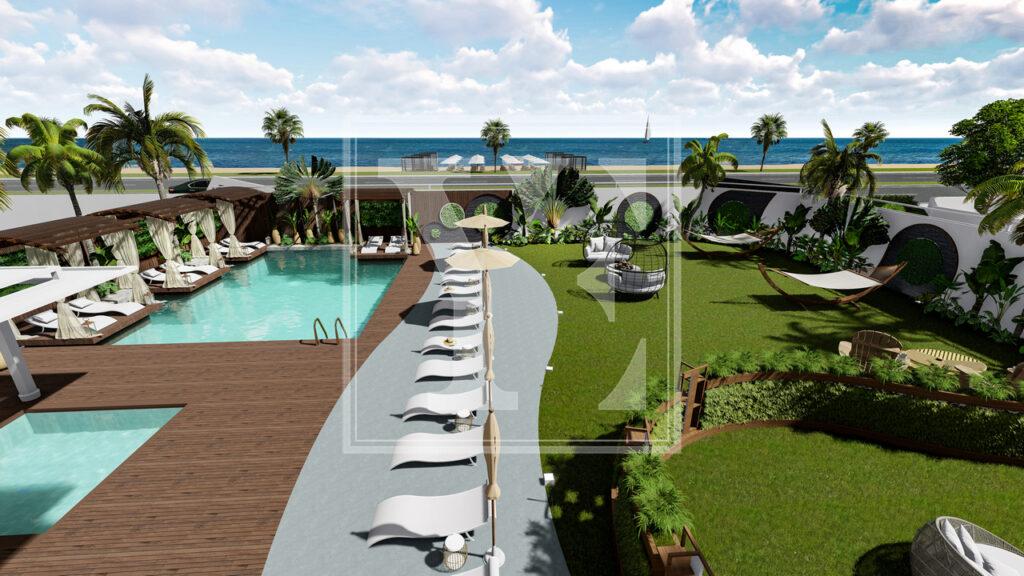 Елегантний садовий дуплекс 2+1 з прекрасним видом на Середземне море