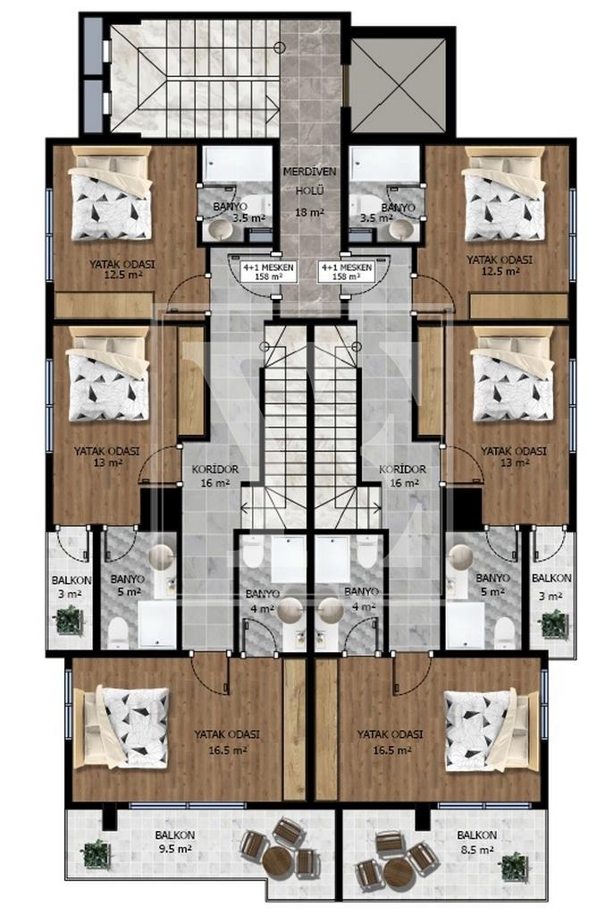 سقف دنج دوبلکس 4+1 برای سرمایه گذاری در منطقه کارگیجک
