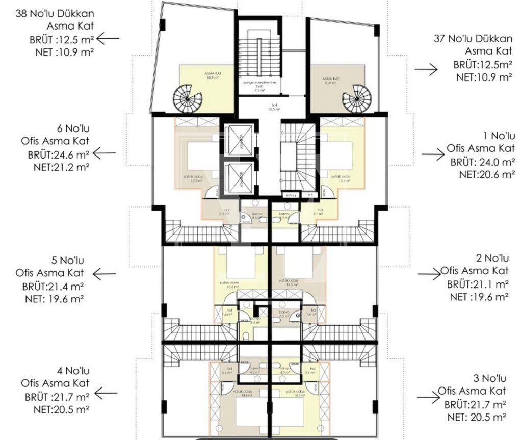 Красивый и роскошный лофт 1+1 недалеко от пляжа в центре Алании (Продано)