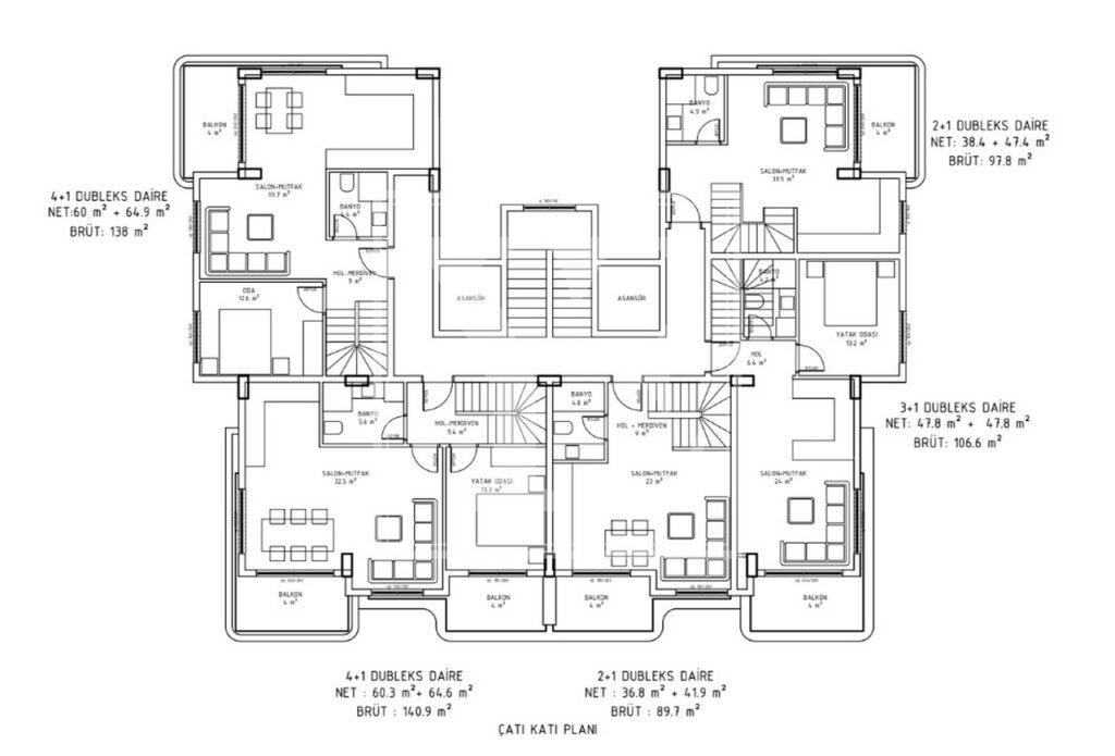 Дуплекс 2+1 на даху в районі Демірташа (Продано)