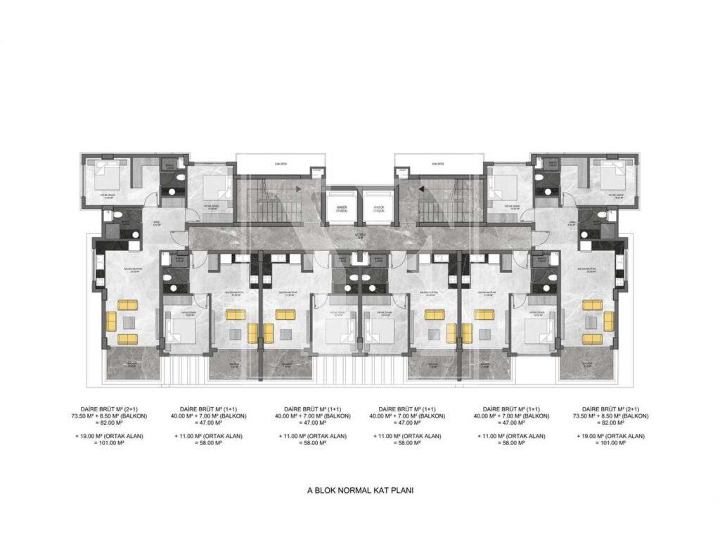 Квартира 2+1 з чудовим розташуванням для інвестицій в Авсалларі