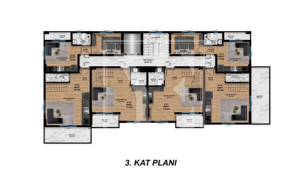 3+1 затишний дуплекс на даху в Газіпаша