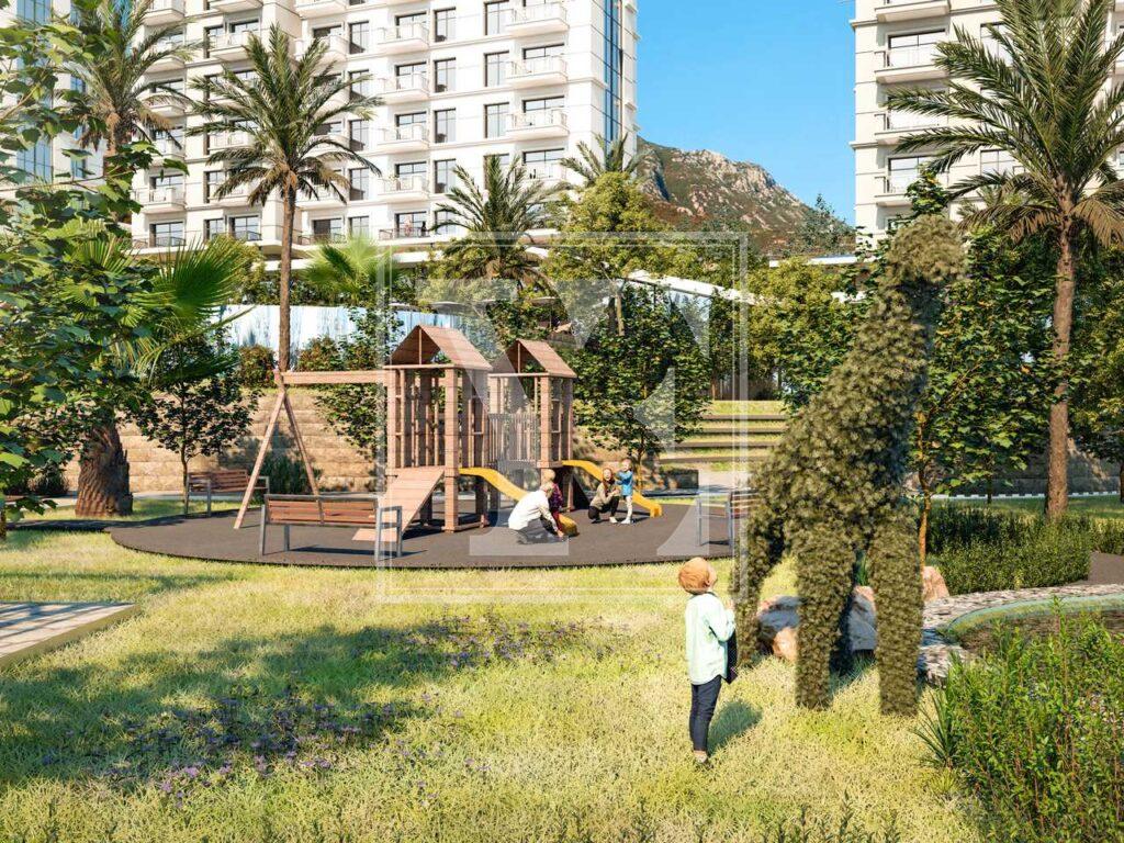 باغ دوبلکس شیک 2+1 در مجتمع مدرن در منطقه محمودلار