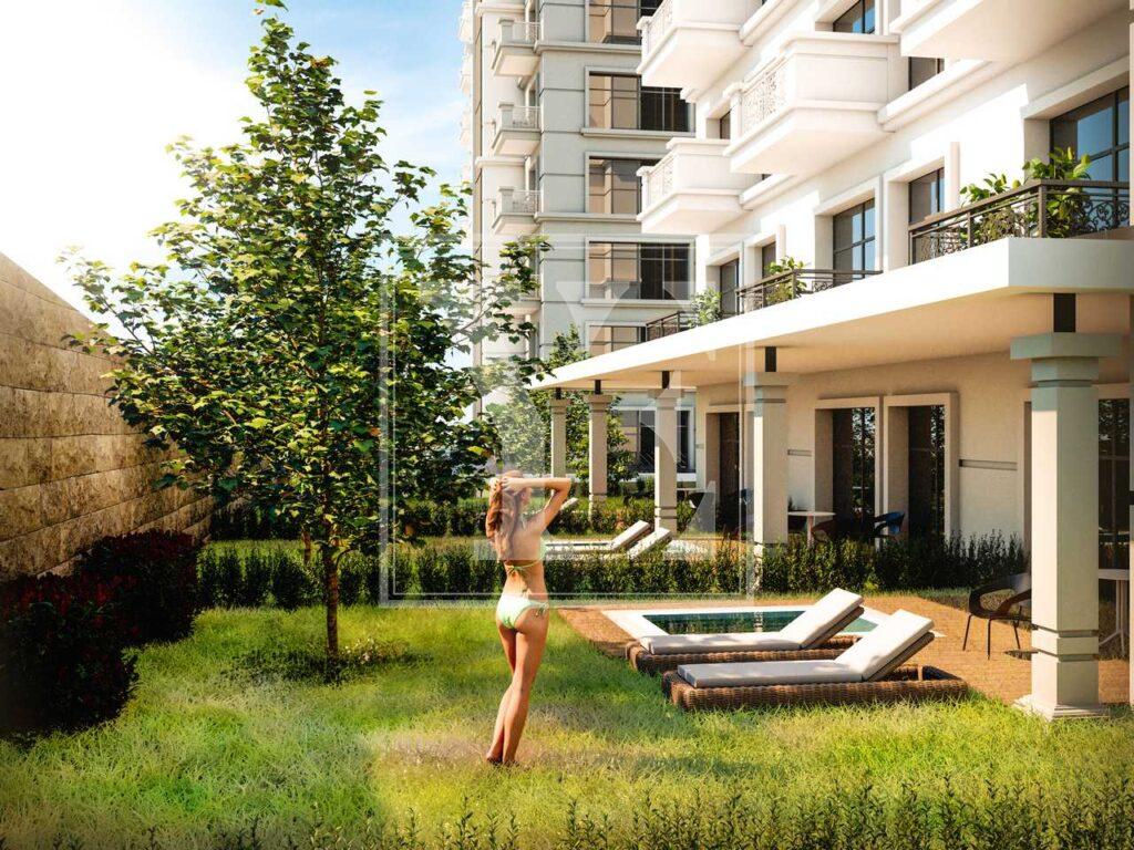 باغ دوبلکس شیک 2+1 در مجتمع مدرن در منطقه محمودلار