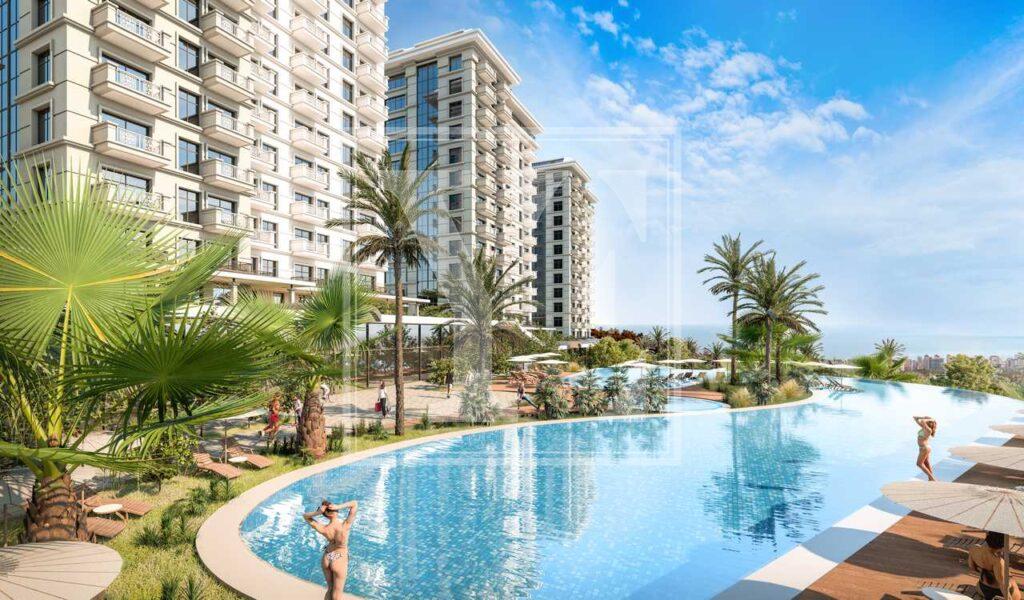 باغ دوبلکس شیک 2+1 در مجتمع مدرن در منطقه محمودلار