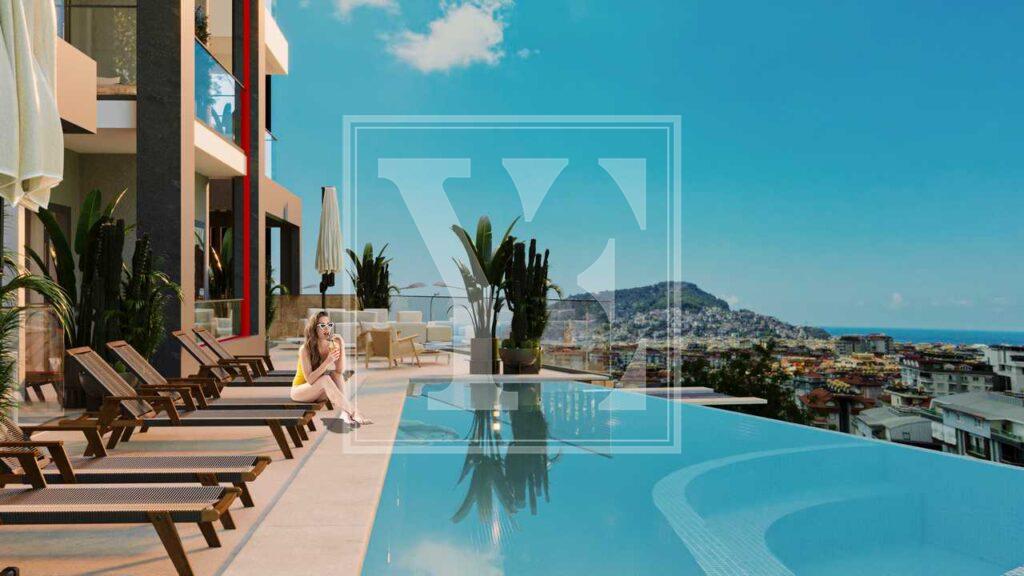 Elegante Wohnung 1+1 in einer schönen Gegend in Alanya