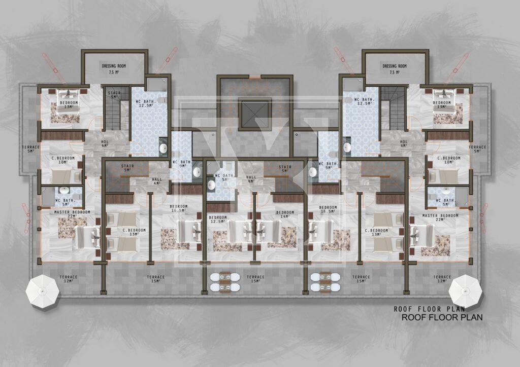 باغ دوبلکس شیک 2+1 در منطقه زیبای کارگیجک