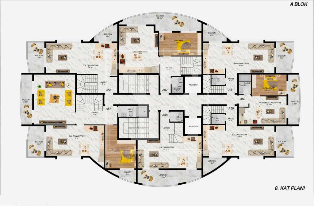 Гарний дуплекс на даху 2+1 недалеко від прекрасного пляжу Клеопатри в Аланії