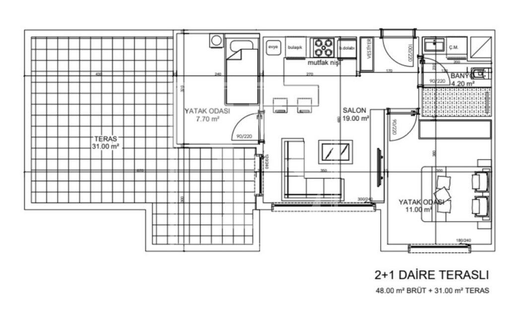 Modern apartment 2+1 in the beautiful complex in Altıntaş