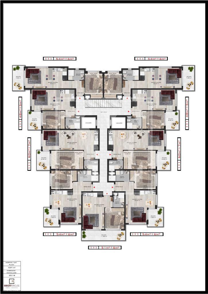 Eine erstaunliche 1+1-Wohnung in einem neuen Projekt