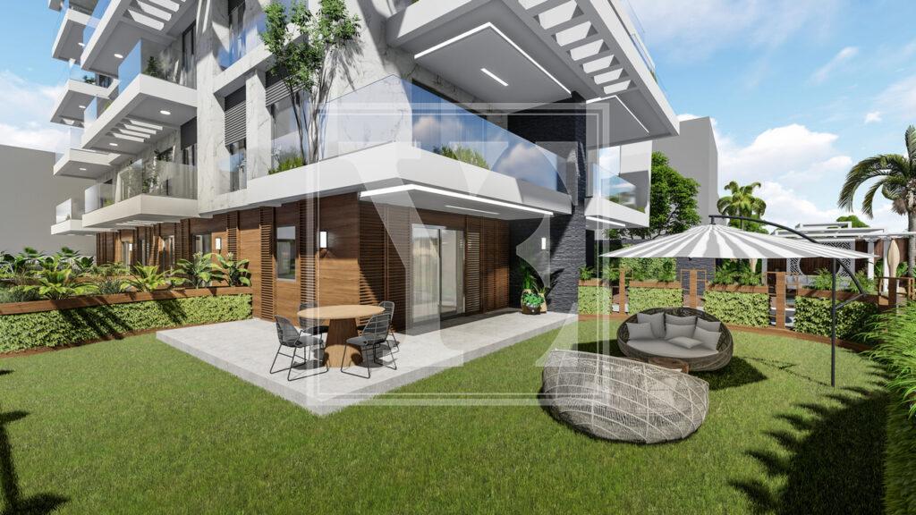 Елегантний садовий дуплекс 2+1 з прекрасним видом на Середземне море