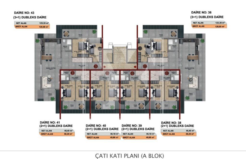 Gemütliche und neue Dach-Maisonette 3+1 in einer der besten Gegenden von Oba (Verkauft)