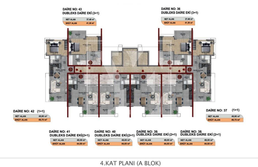 Gemütliche und neue Dach-Maisonette 3+1 in einer der besten Gegenden von Oba (Verkauft)