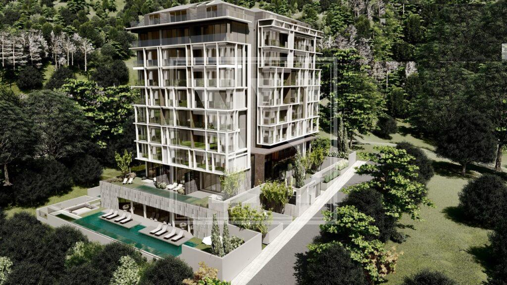 Чудовий садовий дуплекс 2+1 в елітному будинку в Авсалларі