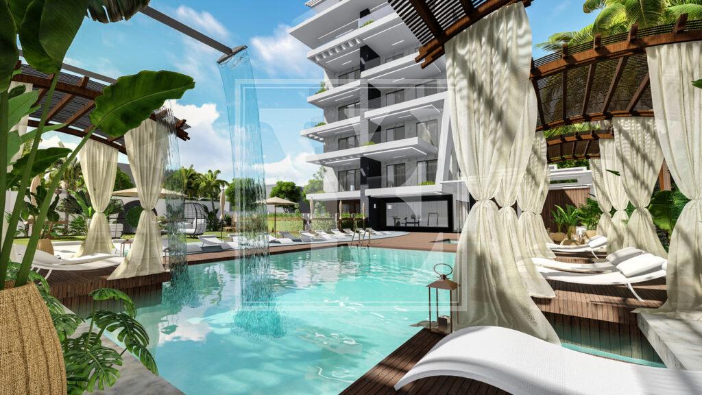 Елегантний садовий дуплекс 2+1 з прекрасним видом на Середземне море