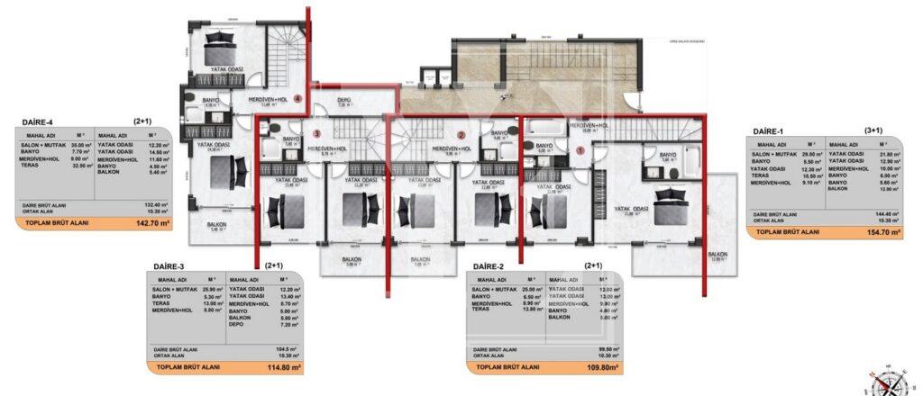 Schöne Garten-Maisonette 2+1 mit schöner Lage in Cikcilli, Alanya