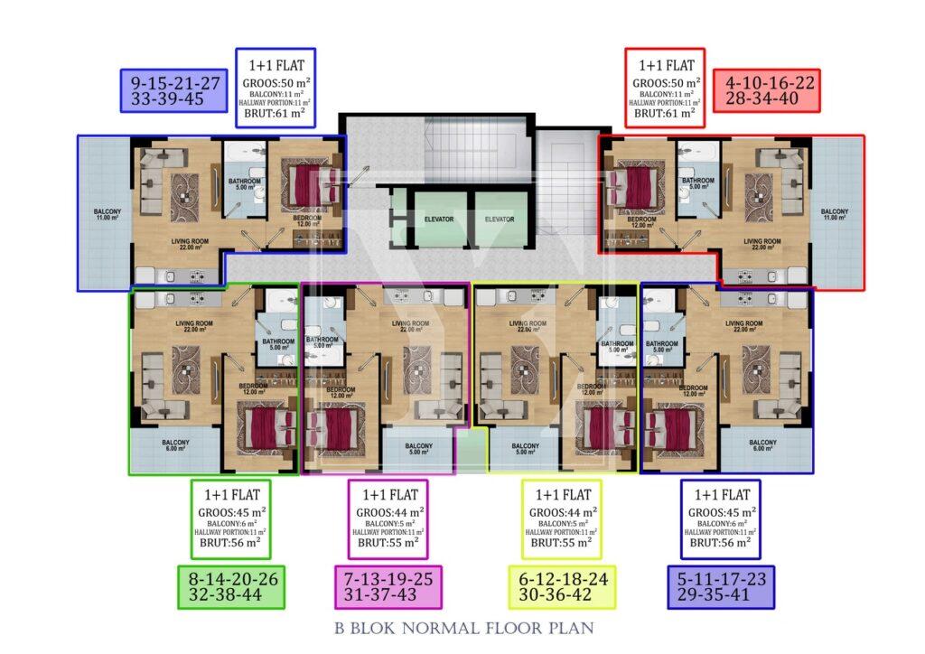 Уютная и красивая квартира 1+1 в районе Паяллар.