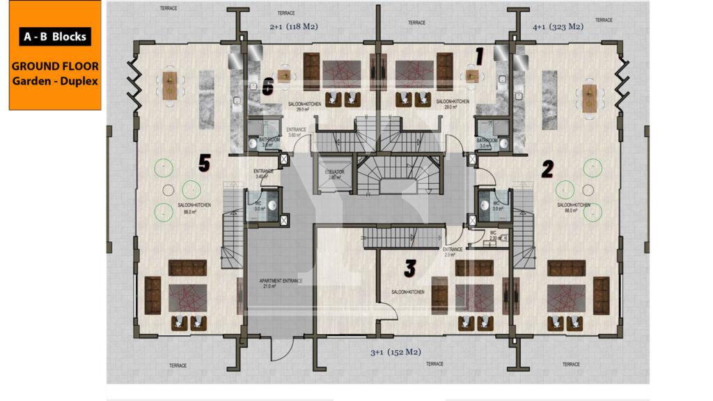Гарний садовий дуплекс 4+1 для проживання в красивому районі Каргиджака