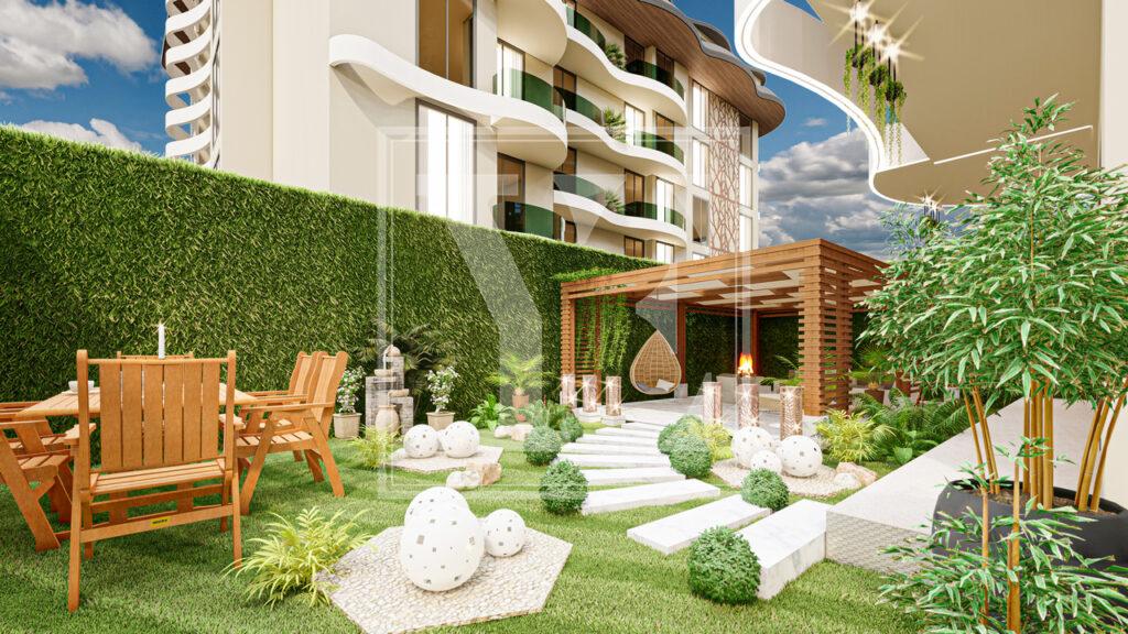 Замечательная квартира 1+1 в красивом проекте в районе Оба