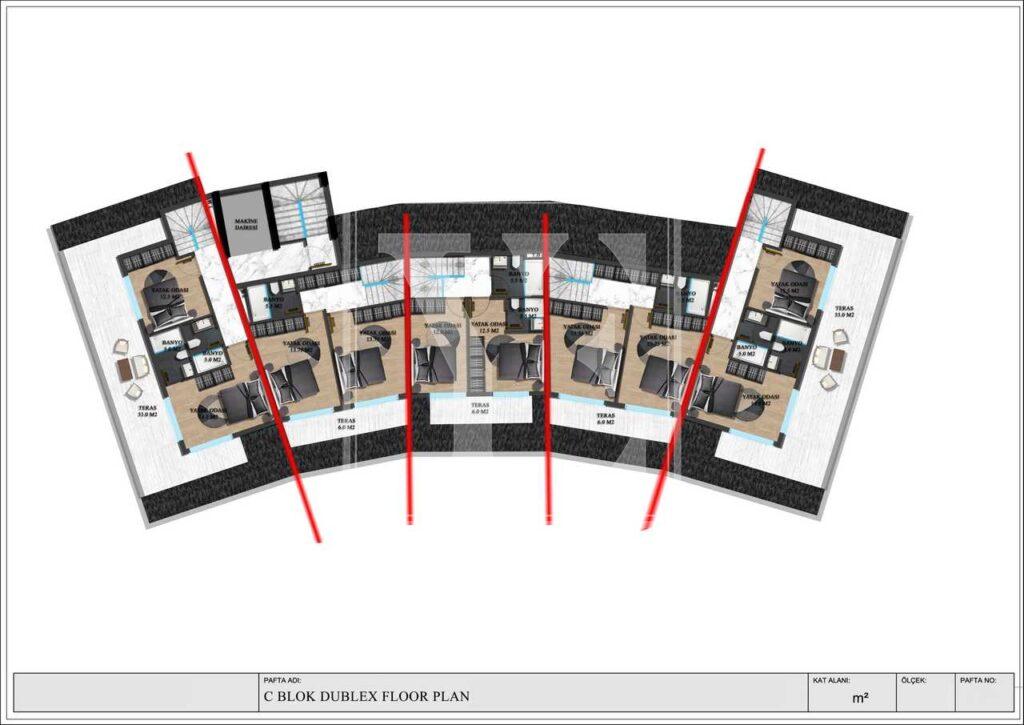 سقف دوبلکس مدرن و لوکس 3+1 در منطقه اوبا