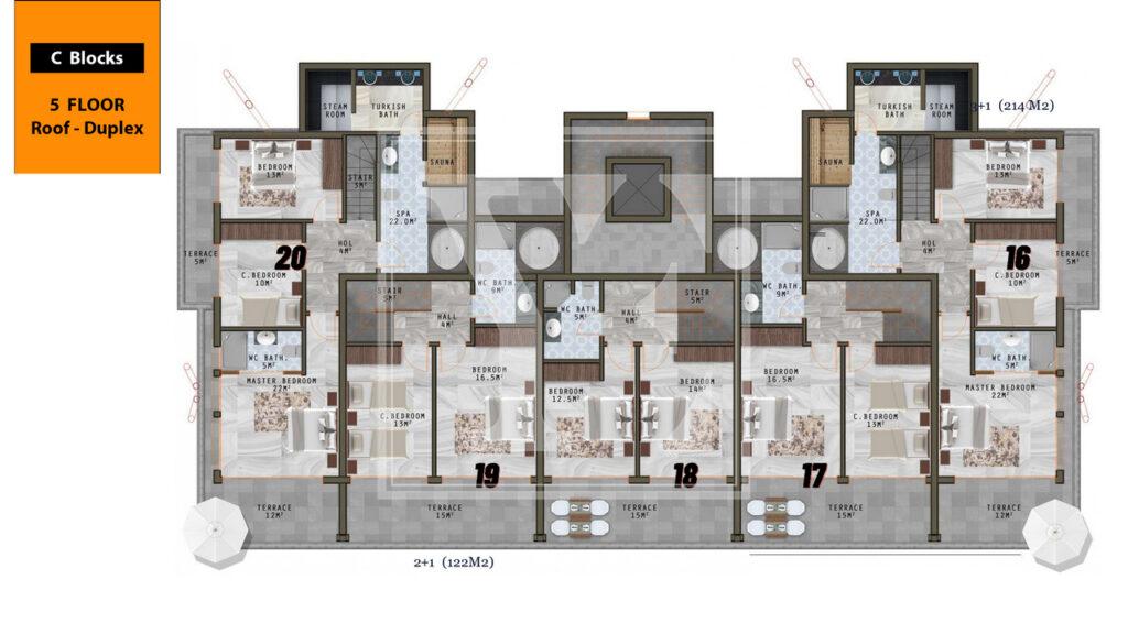Гарний дуплекс на даху 3+1 для життя в красивому районі Каргиджака