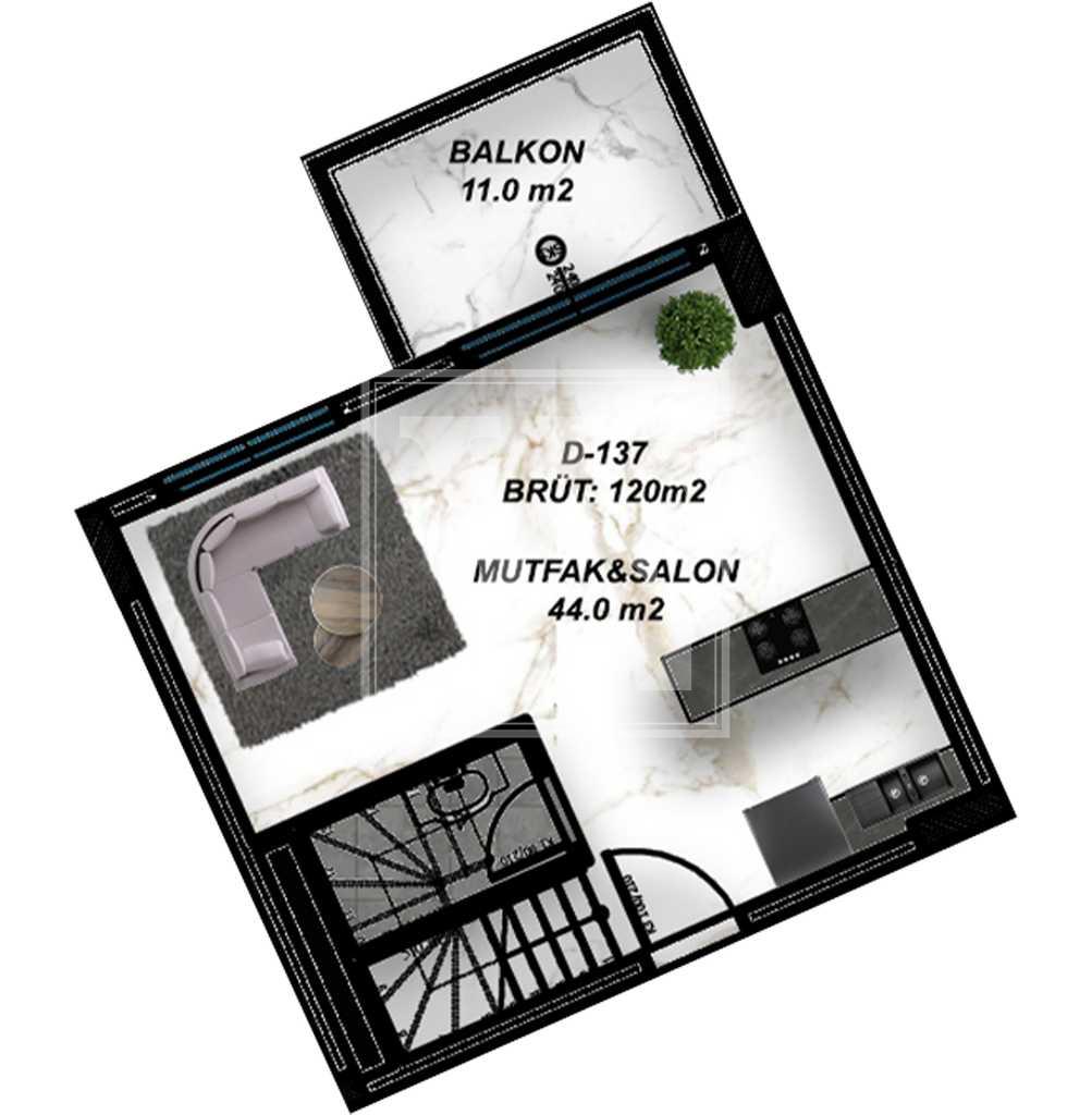 2+1 Dach-Maisonette in der Gegend von Gazipasa (Verkauft)