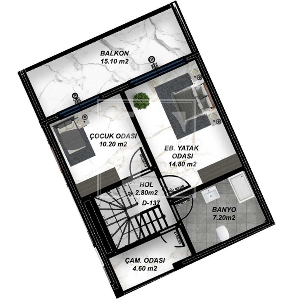 2+1 Dach-Maisonette in der Gegend von Gazipasa (Verkauft)