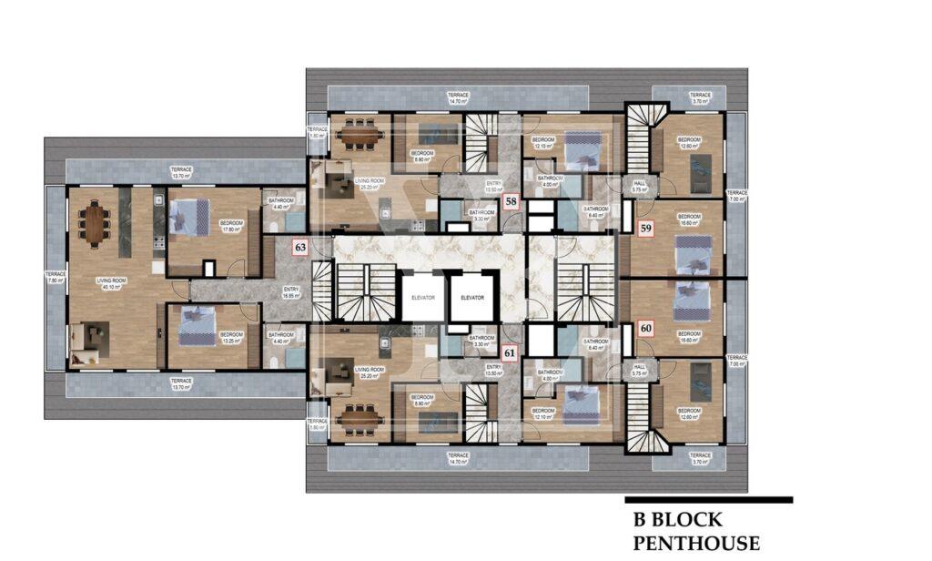 Замечательный дуплекс 3+1 в центре Алании.