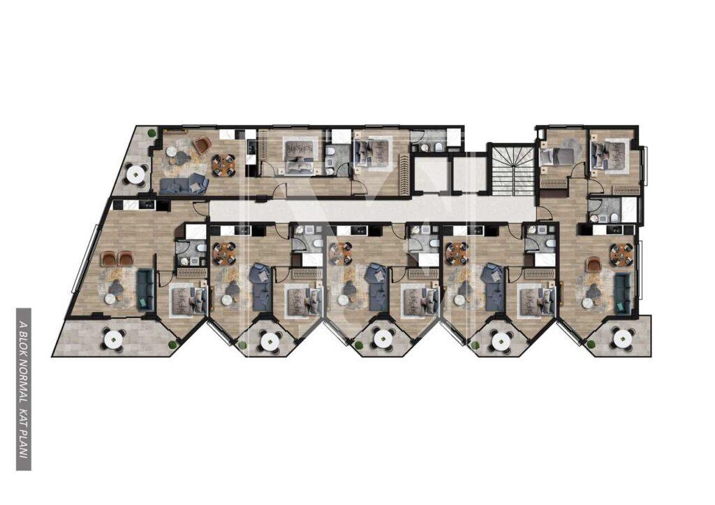 1+1 Elegant Apartment in the Center of Alanya