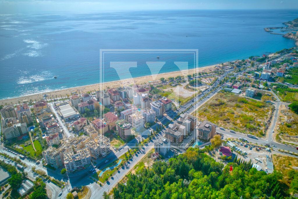 آپارتمان شیک 1+1 با منظره زیبای دریا در مرکز آلانیا