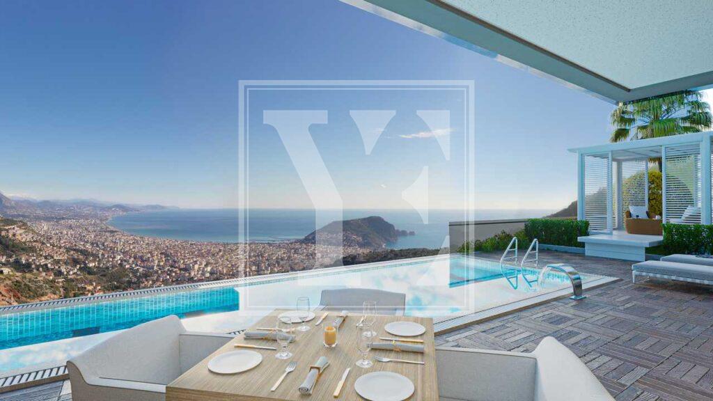 ویلای شیک 4+1 تریبلکس با چشم انداز شگفت انگیز در آلانیا