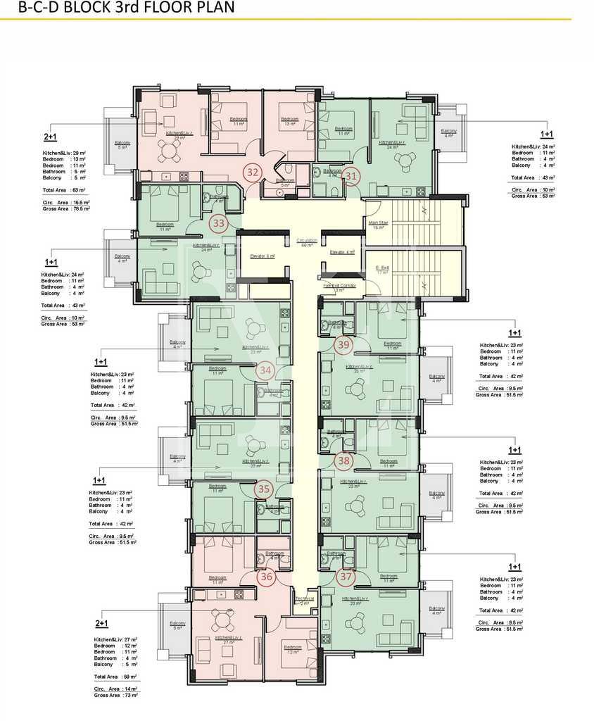 باغ دوبلکس شیک 2+1 در مجتمع مدرن در منطقه محمودلار