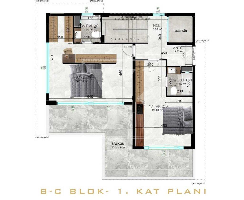 ویلای شیک 4+1 تریبلکس با چشم انداز شگفت انگیز در آلانیا