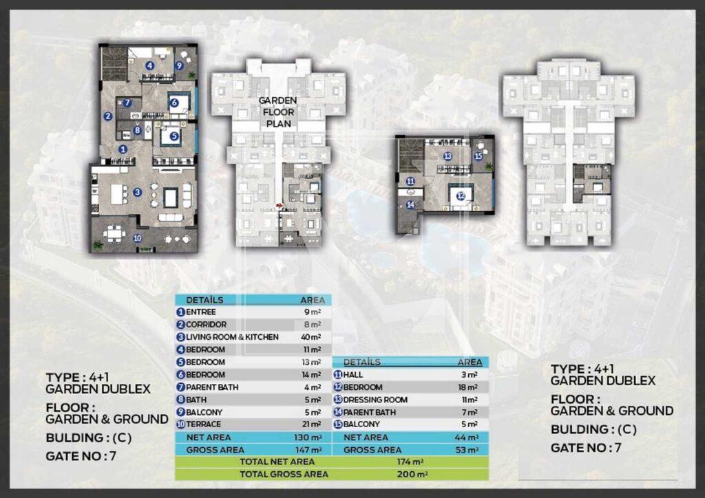 Удивительный садовый дуплекс 4+1 в элегантном жилом комплексеУдивительный садовый дуплекс 4+1 в элегантном жилом комплексе